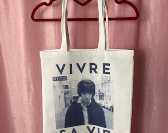 Anna Karina Vivre Sa Vie - Handmade Linen Tote Bag - Canvas shopping bag Jean-Luc Godard Nouvelle Vague France Gift Retro French Cinema