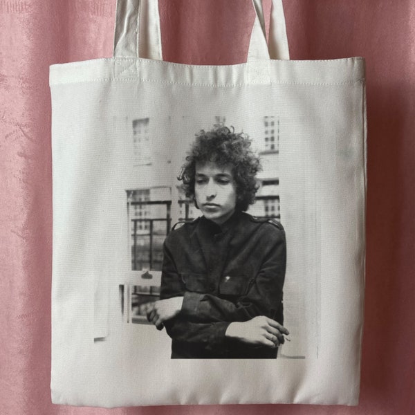 Bob Dylan Handmade Linen Tote Bag - Canvas shopping bag 100% recycled eco friendly alternative indie 60s goth folk music