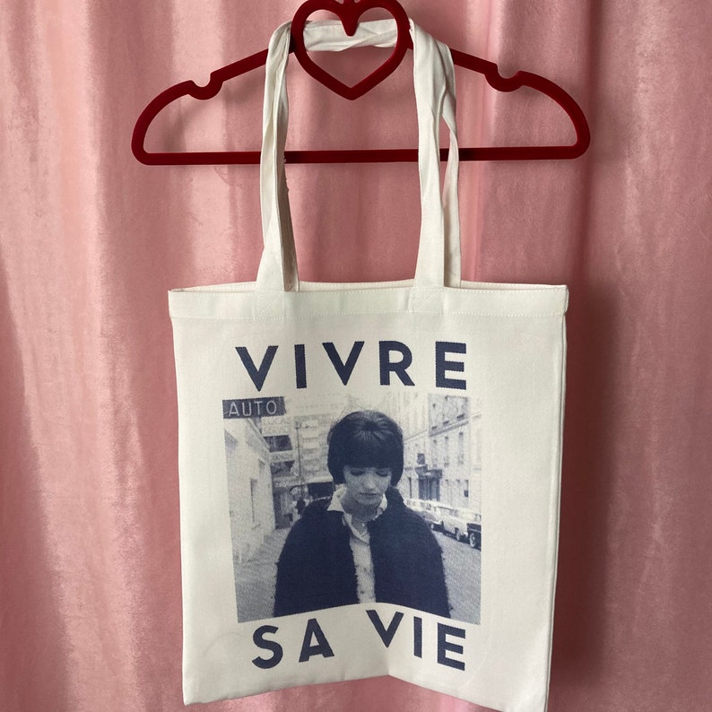 Anna Karina Vivre Sa Vie Handmade Linen Tote Bag Canvas shopping bag Jean-Luc Godard Nouvelle Vague France Gift Retro French Cinema image 1