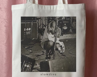Slowdive Handmade Linen Tote Bag - Canvas shopping bag 100% recycled eco friendly alternative shoegaze dream pop noise rock 90s music