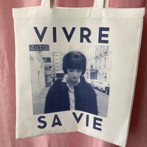Anna Karina Vivre Sa Vie Handmade Linen Tote Bag Canvas shopping bag Jean-Luc Godard Nouvelle Vague France Gift Retro French Cinema image 2