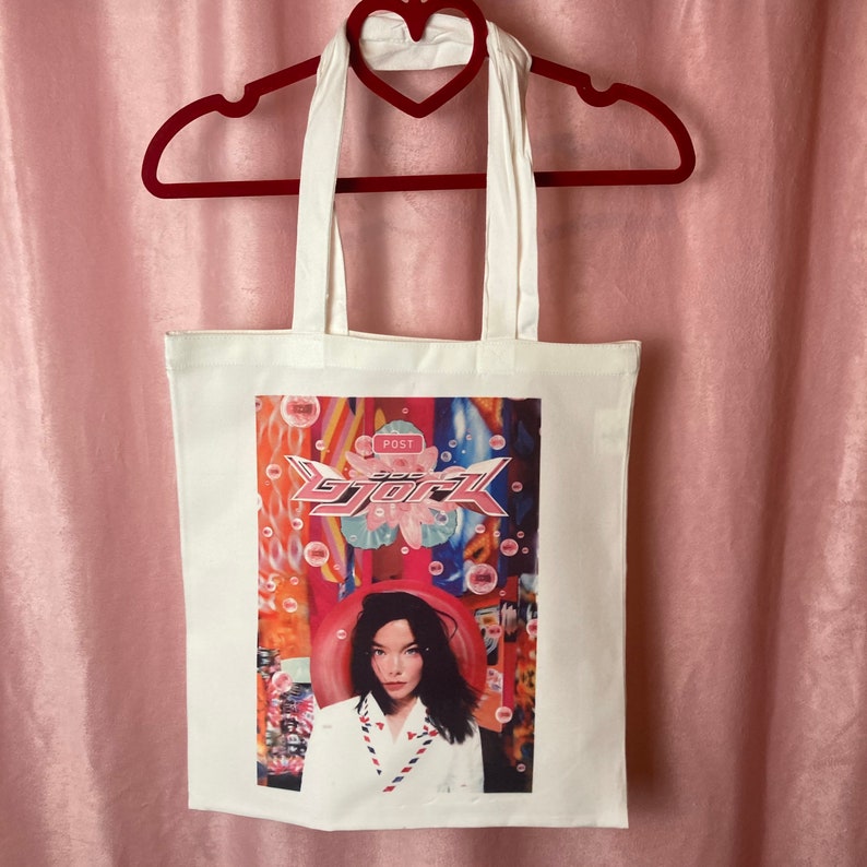 Post Canvas shopping bag 100/% recycled eco friendly grunge indie shoegaze lofi music Handmade Linen Tote Bag Bjork