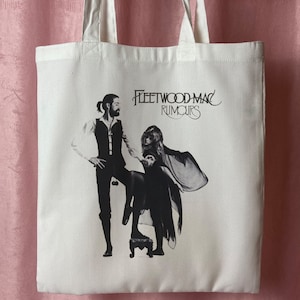 Fleetwood Mac - Rumours - Handmade Linen Tote Bag - Canvas shopping bag 100% recycled eco friendly alternative 60s psyche music