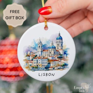 LISBON Ceramic Ornament, Portugal Travel Christmas Ornament