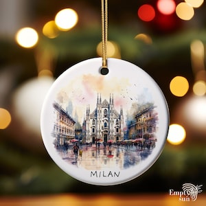 MILAN Christmas Ceramic Ornament, ITALY Travel Ornament