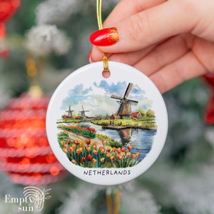 NETHERLANDS Christmas Ceramic Ornament, Travel Christmas Ornament