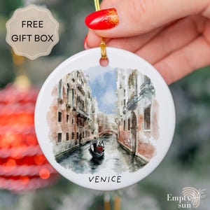 Venice Christmas Ceramic Ornament, Italy Ornament, Travel Christmas Ornament