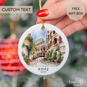 Personalized Rome Ceramic Ornament, Italy Travel Christmas Ornament