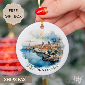 CROATIA Christmas Ceramic Ornament, Travel Christmas Ornament