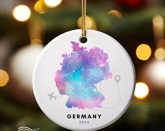 Personalized GERMANY Map Christmas Ceramic Ornament, Travel Christmas Keepsake