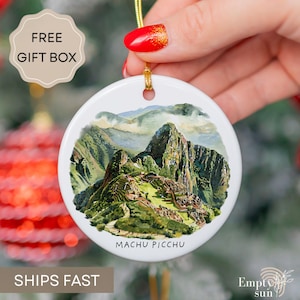 MACHU PICCHU Christmas Ceramic Ornament, Travel Christmas Ornament