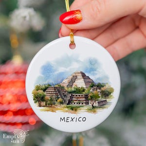 MEXICO Ceramic Ornament, Travel Christmas Ornament