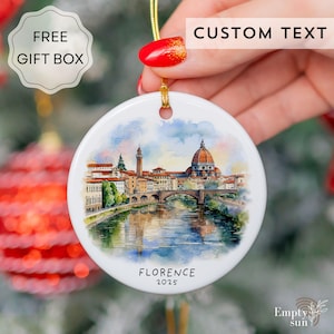 Personalized FLORENCE Italy Christmas Ceramic Ornament, Travel Christmas Ornament
