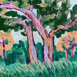 California Groves, Original Oil Painting, 5 x 7&quot; Italian linen canvas panel, (Gold leaf plein air frame optional)