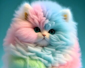 Cute Adorable Cartoon Kitten - Kids bedroom Art - Nursery Art - Playroom Art - Baby Shower Art - Digital Download - High Resolution - Kawaii