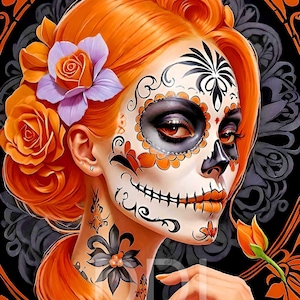 Candy Skull Steampunk Skeleton Girl Print -  Fantasy Image - Magical Mystical Art - Digital Download - High Resolution - Gothic - Pagan