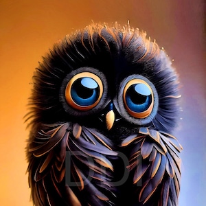Adorable Cute Owl Chick Kawaii - Nursery Art - Kids Bedroom Art - Playroom Art - Digital Download - High Resolution 3D Image - Special