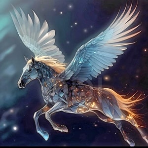 Majestic Fantasy Pegasus  Fantasy Image - Magical Mystery Art - 3D Digital Download - High Resolution - Spiritual Art - Mythological - Horse