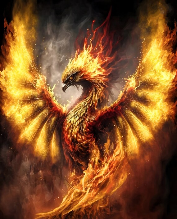 Phoenix Rising Magic; Fantasy Mystical Phoenix from the Flames - Fantasy  Image - Magical Mystery Art - Digital Download