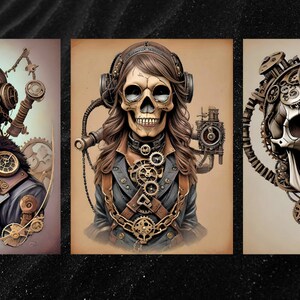 Steampunk 3D Gothic Skull - 3 High Resolution Images - Digital Download - Fantasy Image - Magical Mystical Art - Skeleton Art - Gothic Art