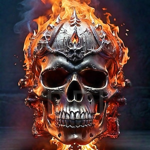 High Resolution 3D Burning Gothic Skull - Digital Download - Fantasy Image - Magical Mystical Art - Skeleton Art - Gothic Art - Pagan Art