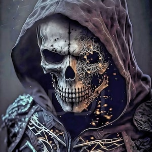 Evil Skull Head Black - Digital Download - Fantasy Image - Magical Mystical Art - Skeleton Art - Gothic Art - 3D High Resolution - Pagan Art