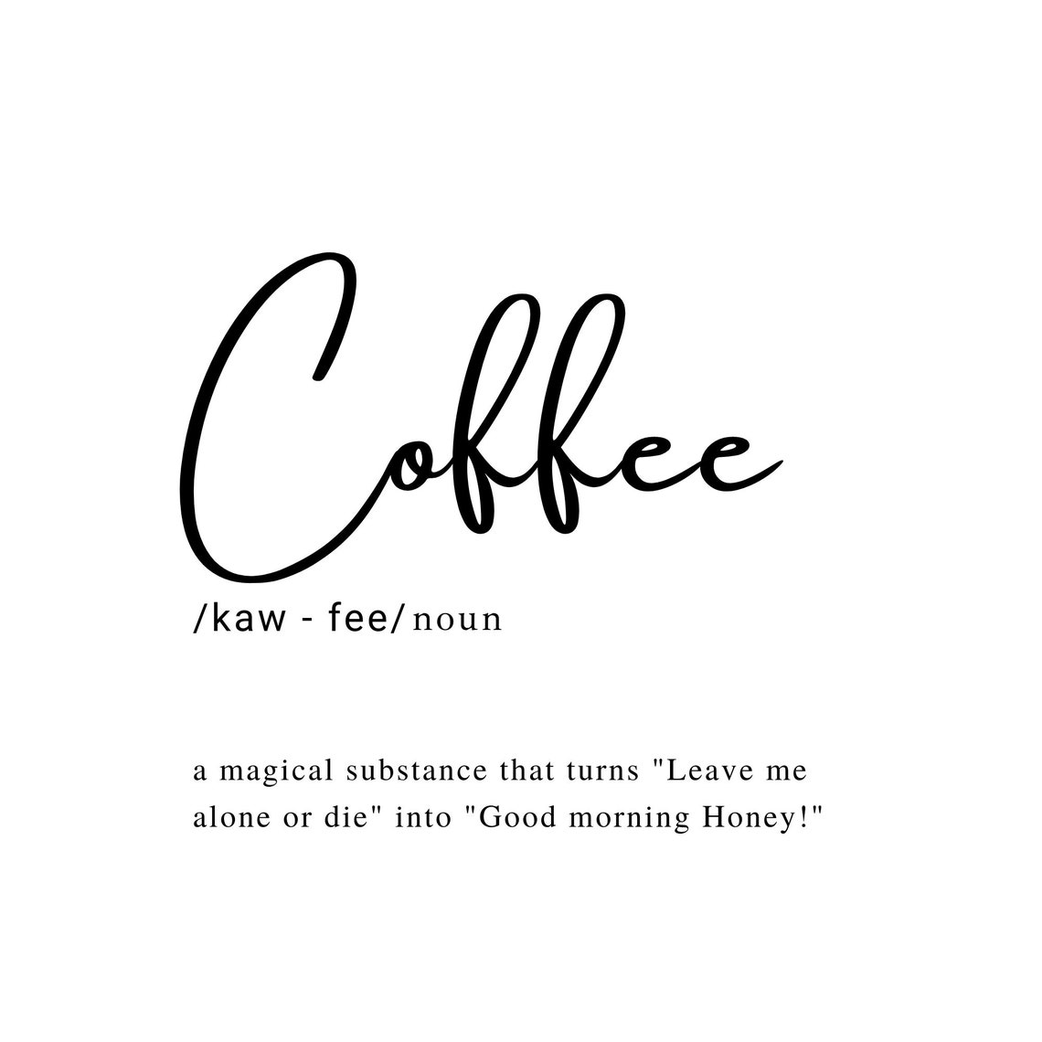 Coffee Definition Printable Sign 3 Sizes 11x14 8x10 4x6 SVG Etsy
