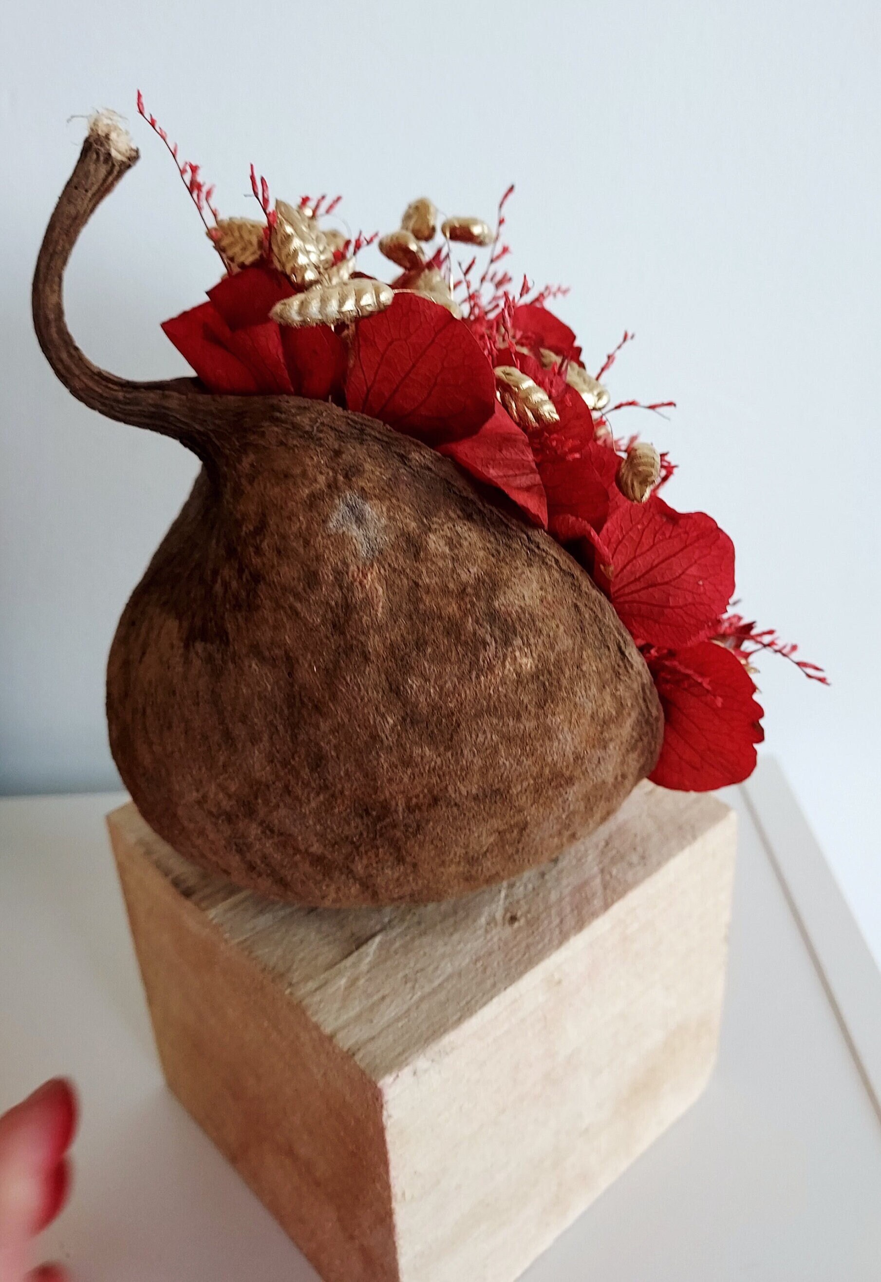 Composition de Fleurs Séchées et Stabilisées, Décoration Originale, Unique Fait Main