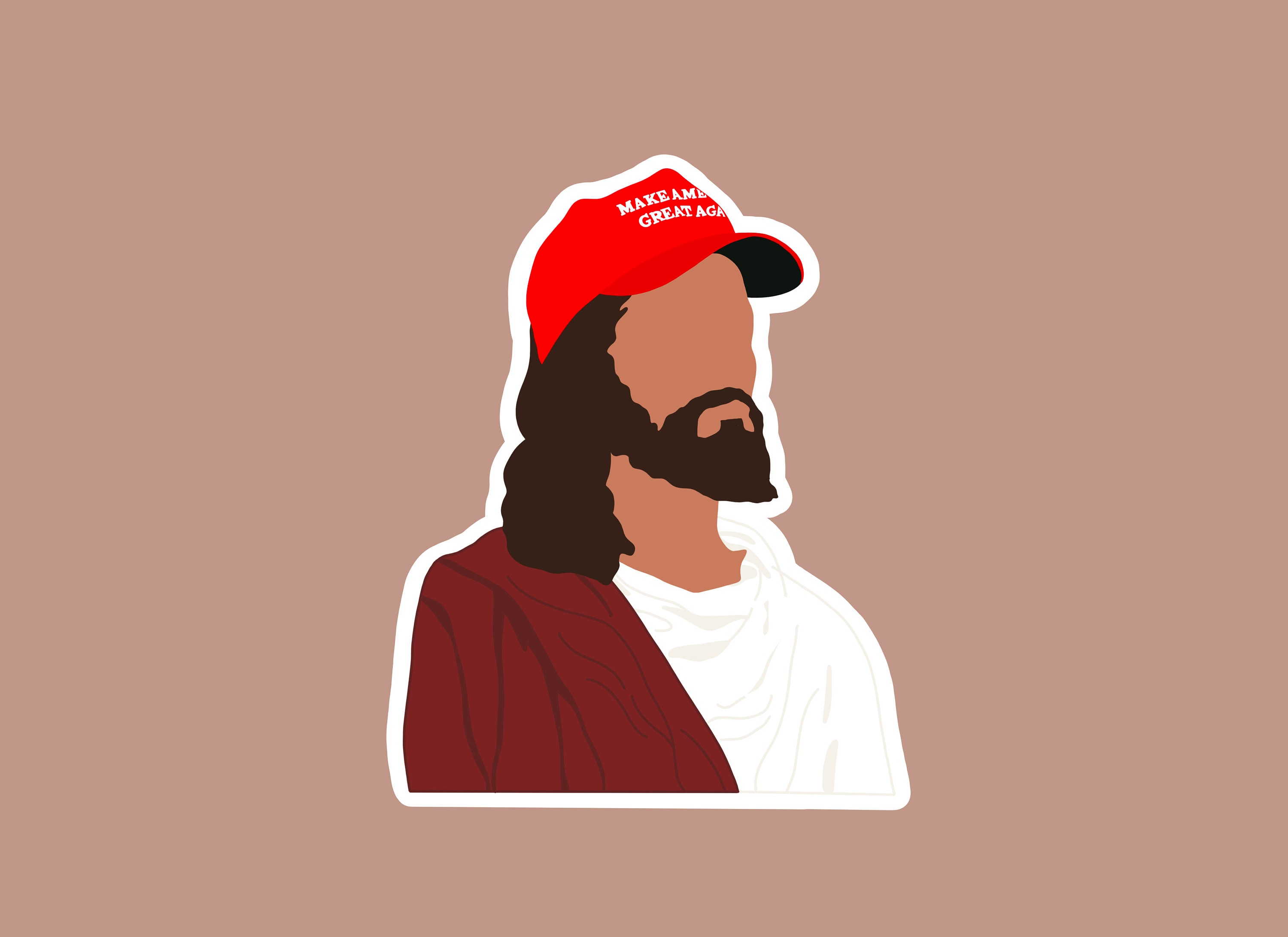 Jesus with a MAGA Hat | Waterproof Sticker | Jesus Sticker | Trump St…