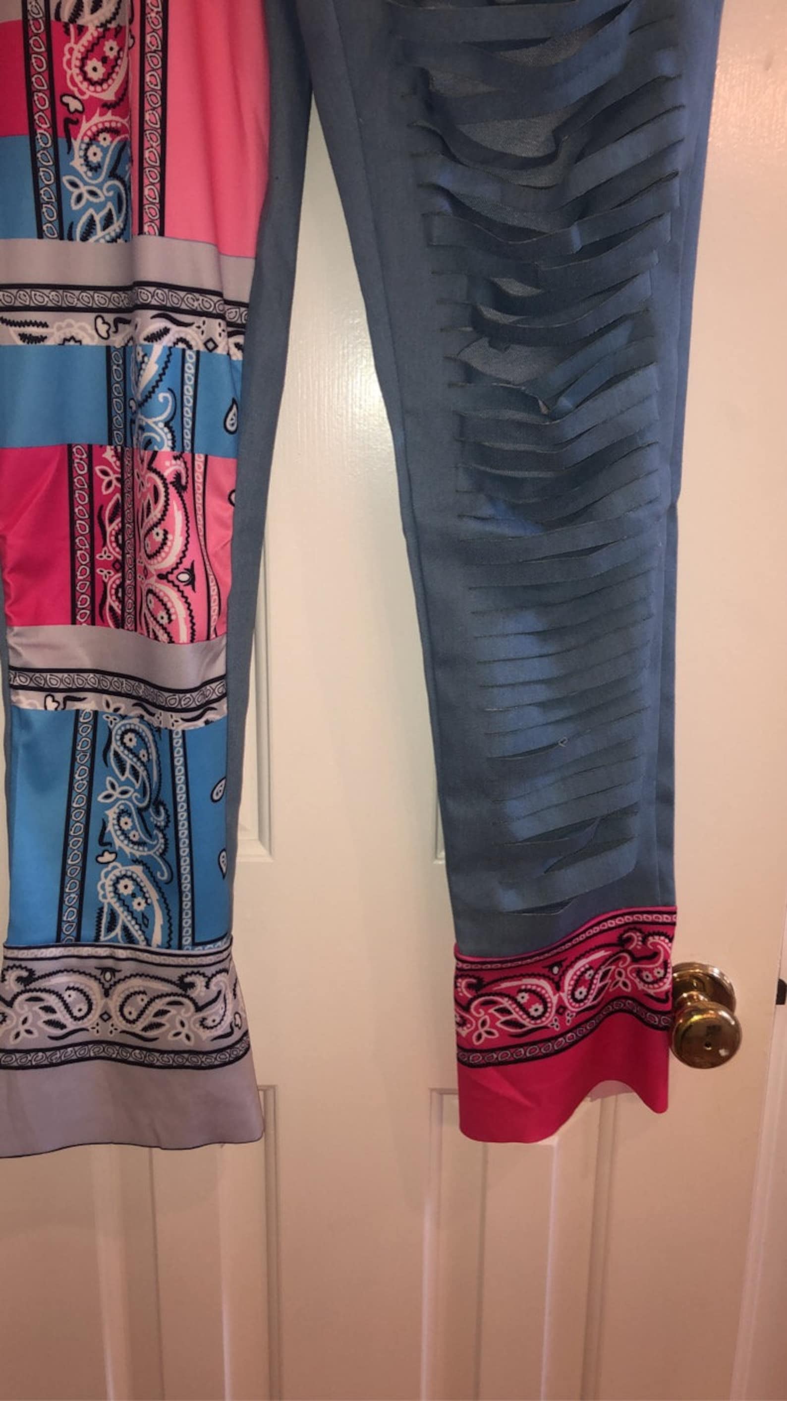 Bandana Print Jeans Etsy