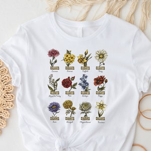 Flowers Shirt, Spring Wildflowers Shirt, Gardening Shirt, Wild Flower T-shirt, Nature Lover Shirt, Vintage Flower Shirt, Monthly Flower Tee