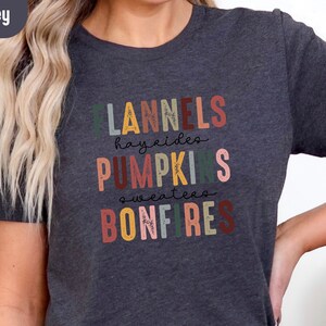 Flannels Pumpkins Bonfires Sweatshirt, Fall Shirt, Fall Tee, Pumpkin Spice, Cute Fall Shirt, Autumn Shirt,  Fall women sweatshirt