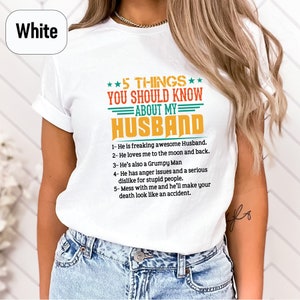 Funny Wife Shirt, Funny Gift For Wife, Wife T Shirt, Best Wife Shirt, 5 Things About My Husband T Shirt, Wife Gifts