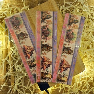Marcador feito à mão - Estilo colagem - Presente para crianças - Feito à mão - Técnica mista - Fita washi - Presente exclusivo e artístico para leitores