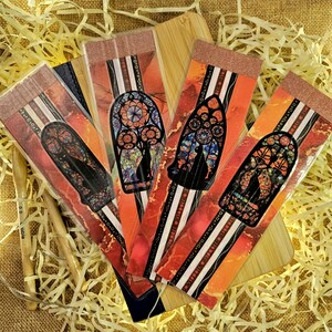 Marcador feito à mão - Estilo colagem - Gato vermelho Witchy Ephemera-presente-feito à mão-mídia mista-álbum de recortes-Presente exclusivo e artístico para amantes de livros