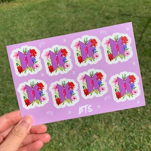 BTS Aussie ARMY hoja de pegatinas con el logotipo floral
