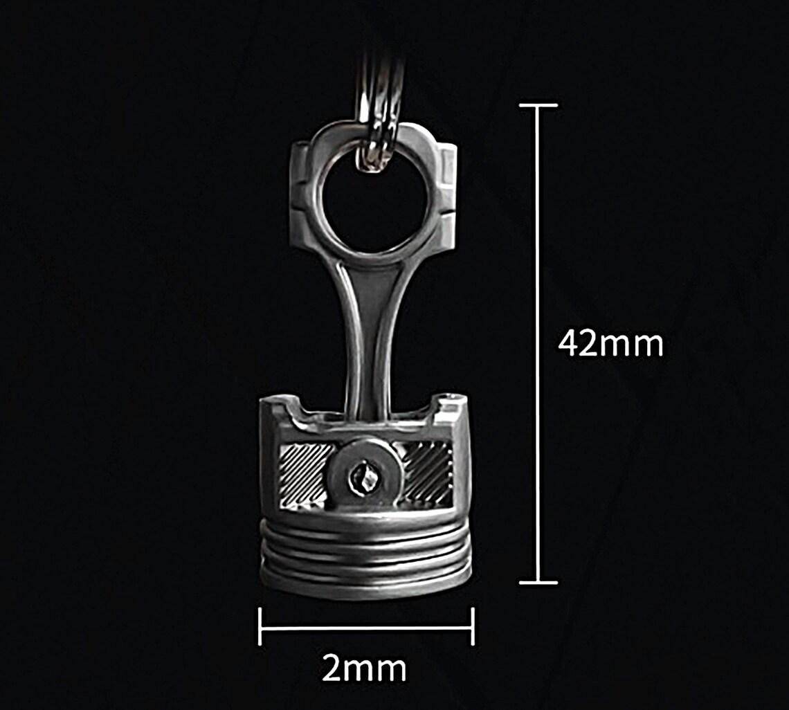 Piston Keychain, Keychain Metal Pendant, Unique Keychain, Piston