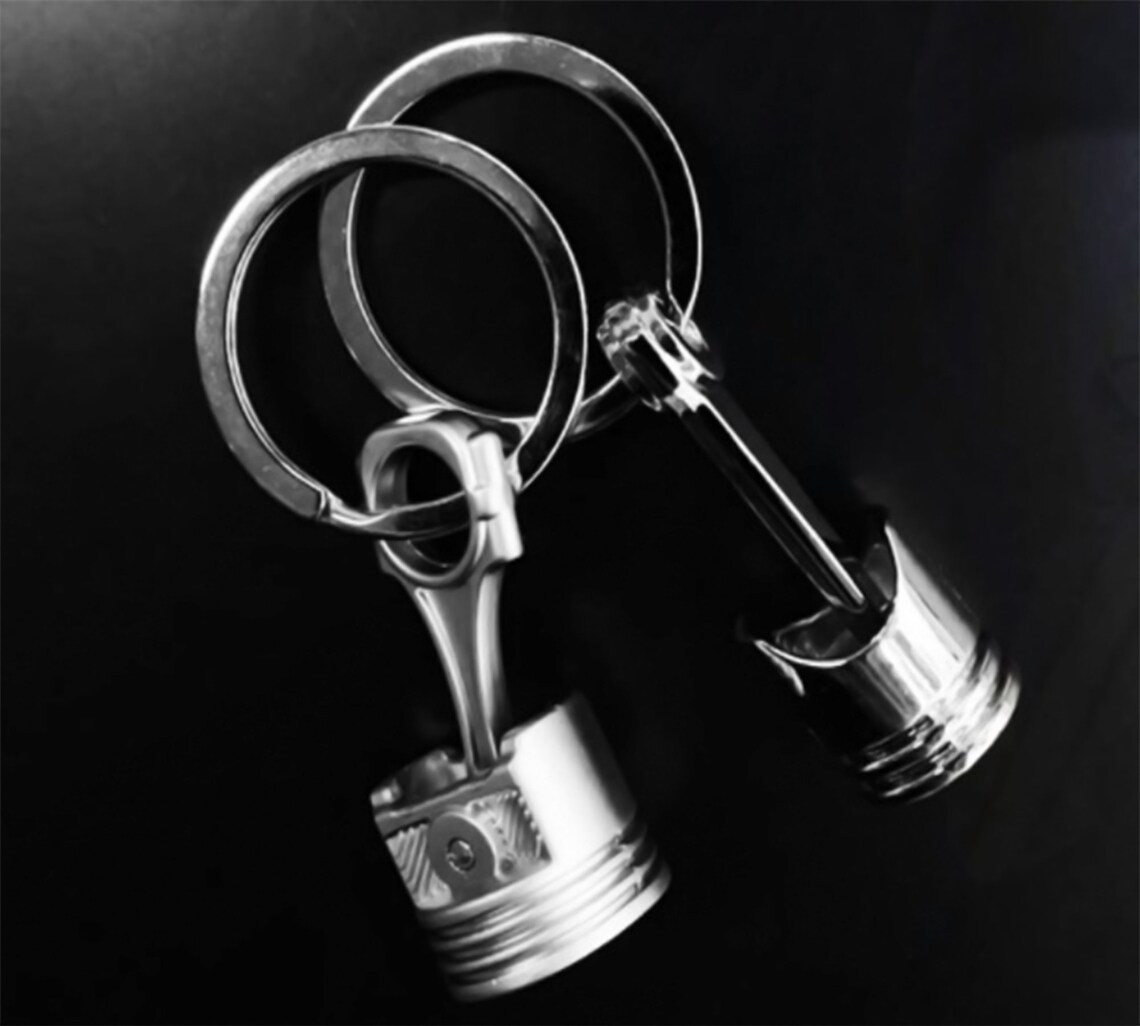 Piston Keychain, Keychain Metal Pendant, Unique Keychain, Piston