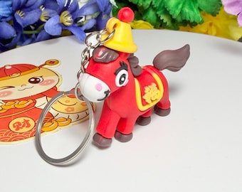 Chinese New Year of the Horse Keychain, Fire Horse Keychain, New Year Keychain