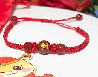 Chinese Year of the Horse Bracelet, 2026 Lunar New Year Red String jewelry, Year of the Horse Keychain, New Year Box Gift Set