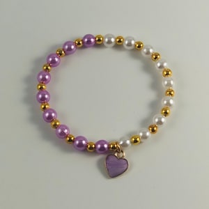 Pearl Bracelets, Heart Charm Bracelets, Red and White Pearl Bracelets, Multi color Pearl Bracelets