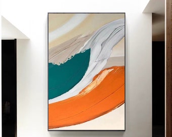 Large Abstract Painting, Orange, Blue...