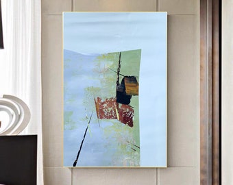 Originele abstracte kunst hedendaagse kunst aan de muur zwart-wit extra groot schilderij abstract schilderij modern canvas eenvoudig schilderij kunst M57