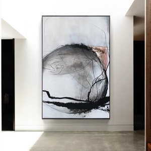 Original Abstract Art Black and White Abstract Painting Contemporary Wall Art Abstract Painting Modern Canvas Texture Painting Art M70