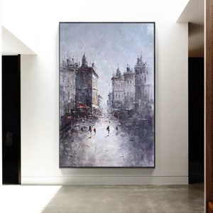 Modern city Wall art decor,Large City abstract painting on Canvas, Wall City painting, large city art, City skyline Abstract  painting M136