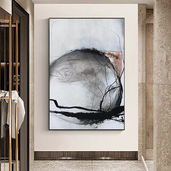 Abstrakte Leinwand-Wandkunst In Blaugrün, Handbemalt Mit Struktur, 91x61 Cm, Für Wohnzimmer & Büro