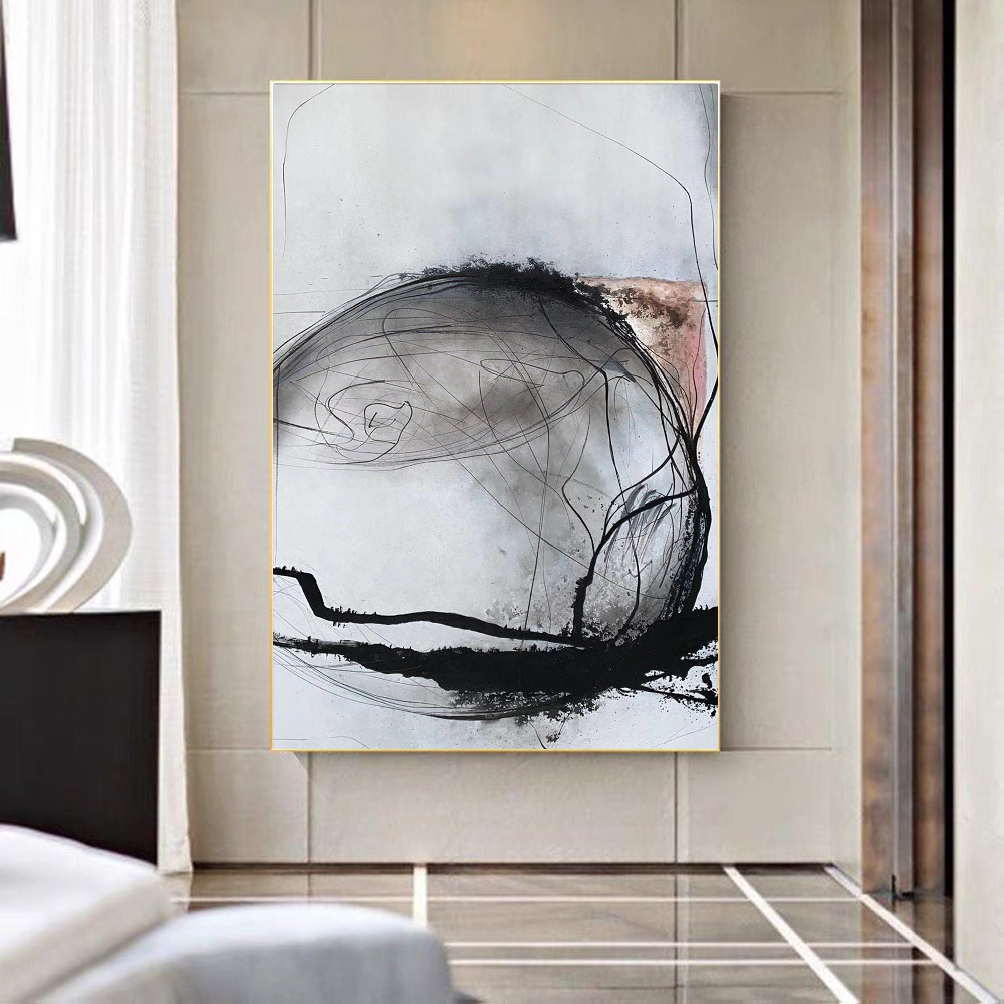 moderne abstrakte kunst schwarz weiß