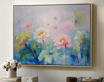 Overszied Wall Art Original Art Grande pittura astratta Blush Pink Wall Art Pink Art Modern Art Painting Peach Flower Abstract Painting M113