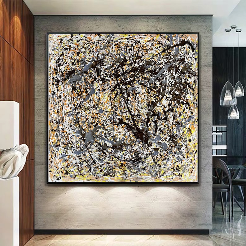 Original Abstract Painting, Jackson shops Pollock Brushstroke Wall Art, Large Art Abstract, Living Room Art , Bedroom Decor, Contemporary Art M160