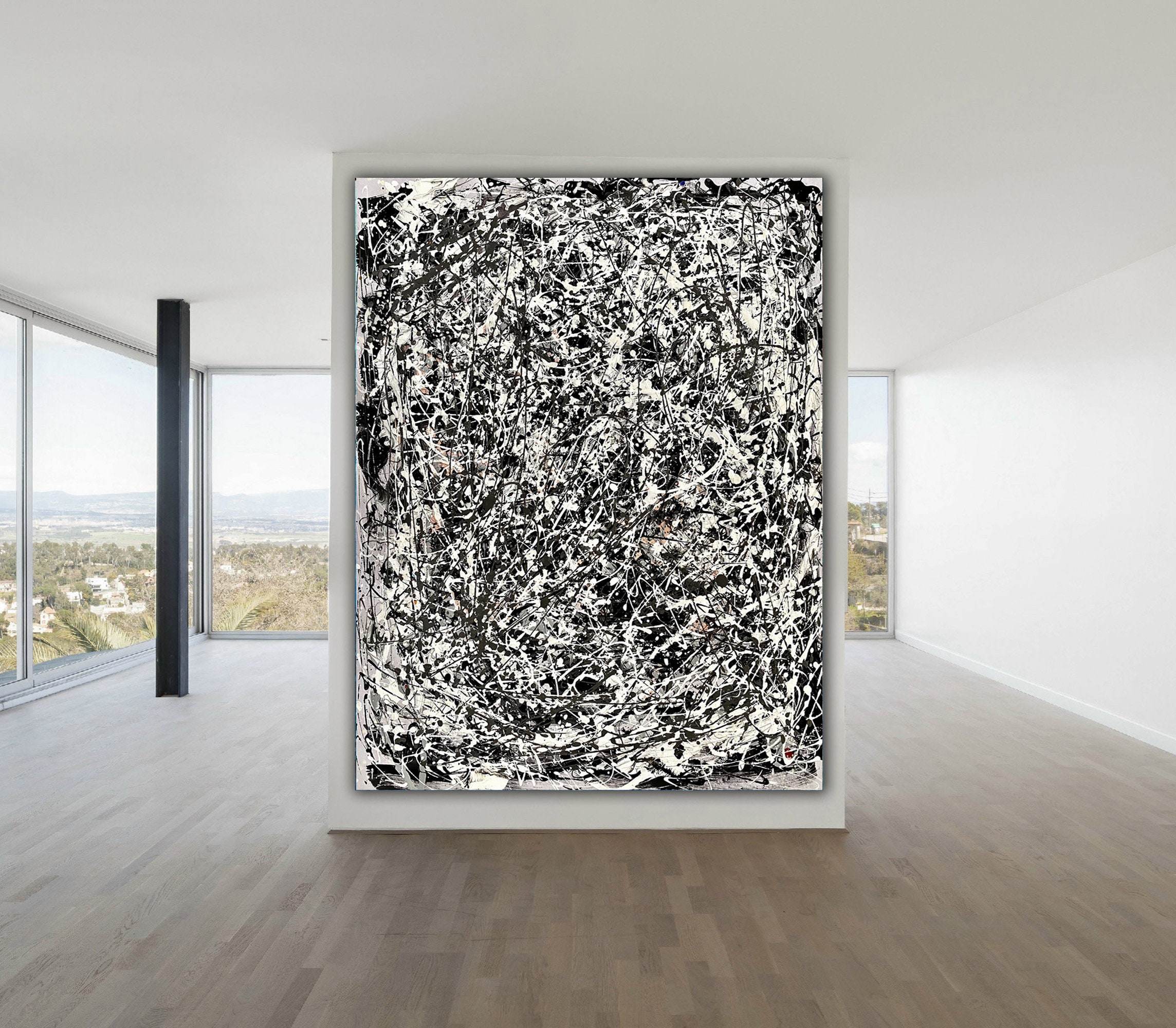 Black and White Abstract Painting Contemporary Wall Art Jackson Pollock ...